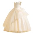 thumbnail image 1 of PMVFHDE Robe de Fête pour Filles Robe pour Enfants Robe Fille Robe Sans Manches de Performance Longue Robe à Pommeau Fête, Beige, 10-12 Ans, 1 of 4