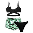 thumbnail image 1 of MIASHUI Girls Bathing Suits 3 Piece Swimsuit Summer Bikini Sets with Shorts,Green,14-15 Years, 1 of 2