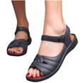 thumbnail image 4 of Flat Sandals for Women, Double Buckle Design with Ankle Round Buckle and Knotted Front Detail, PVC Upper, Open Toe, Breathable Beach Wear for Spring Summer, 4 of 5