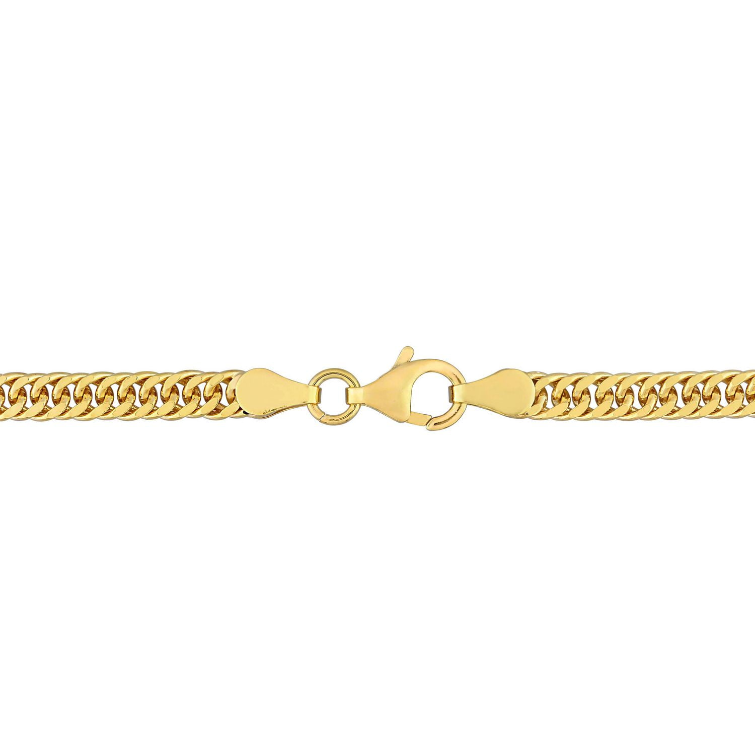 Collier chic en chaîne à maille plate double de Miabella en argent sterling plaqué or jaune 18K