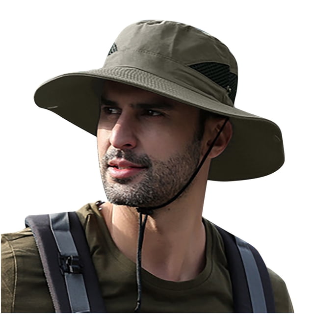 Besolor Men Women Sun Hat UV Protection Wide Brim Summer Hat Quick Dry Fishing Hat Foldable Outdoor Bucket Hat. Made from lightweight, breathable fabric with UPF 50+ sun protection. Features a wide brim for neck and ear coverage, a chin strap for secure fit, and a foldable design for compact storage. Ideal for outdoor activities like hiking, fishing, or gardening.