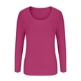 thumbnail image 4 of FAIWAD Women's Knit Long Sleeve Crop Tops Round Neck Basic Fall Winter Slim Stretch Ribbed Knit Top, 4 of 5