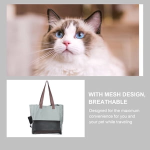 UPGRATOR Light Grey Foldable Cat Carrier Bag with Mesh Design and Comfortable Shoulder Straps