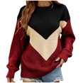 thumbnail image 2 of RKSTN Sweaters for Women Fashion Long Sleeves Stitching Round-Neck Pullover Tops Blouse Knitted Sweater Fall Sweaters, 2 of 8