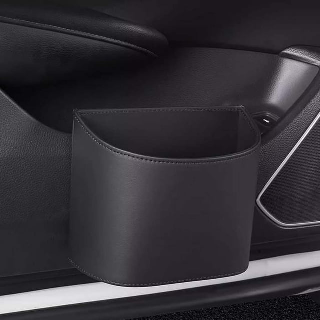 Leather Car Door Cup Holders Hanging Leather Car Trash Bin Storage Box Multifunctional Car Door Side Storage Box