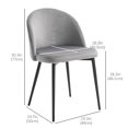 thumbnail image 3 of HOMCOM Dining Chairs Set of 4, Velvet-touch Upholstery Side Chair, Grey, 3 of 9