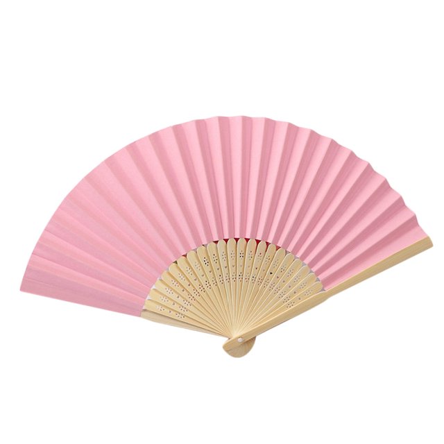 Binwennn Crepe Paper Flower Solid Fan Folding Folding Party Wedding Hand Dance Held Silk Pattern Color Tools & Home Improvement