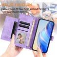 thumbnail image 5 of Case for Oneplus NORD CE 2 5G Zipper Wallet Flip Cover with Card Holder, Photo Frame, Kickstand & Lanyard, PU Leather Purple, 5 of 5