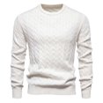 thumbnail image 1 of TIMIFIS Chandail Blanc pour Homme à Col Rond en Tricot à Manches Longues, Chandail Extensible Uni pour l'Automne et l'Hiver, Hauts Décontractés Stylés, 1 of 3
