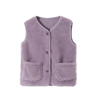EnJoCho Veste Sans Manches en Sherpa Polaire pour Enfants, Légère, avec Poche Kangourou, Manteau Chaud et Douillet pour Tout-Petits Garçons Filles