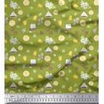 thumbnail image 1 of Soimoi Green Poly Georgette Fabric Tea Bag,Star Anise & Lemon Slice Vegetable Print Fabric by Yard 42 Inch Wide, 1 of 3