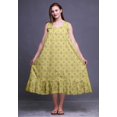 thumbnail image 3 of Bimba Robe de Nuit Sans Manches Jaune Moyen à Feuilles Florales et Fleurs pour Femmes P Coton Imprimé Vêtement de Nuit pour Dames Tenue de Sommeil X-Grand, 3 of 6