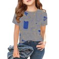 thumbnail image 2 of Toddler Child Girls Summer T Shirts Soft Graphic Printed Short Sleeve Basic Tees Ruffle Crewneck Home Wear Tops size 12-13T, 2 of 4