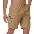 thumbnail image 1 of cllios Mens Cotton Shorts with Pockets Cargo Shorts Drawstring Elastic Waisted Casual Sweat Shorts Summer Lightweight Work Jogger Shorts for Golf Hiking, 1 of 6