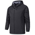thumbnail image 1 of MAWCLOS Men's Lightweight Long Sleeve Hooded Jacket Work Drawstring Windbreaker Black XL, 1 of 2