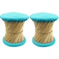 thumbnail image 1 of Natural Geo Tabouret d'Accent Moray (Ensemble de 2) - Faux Cuir Turquoise, 1 of 1