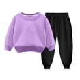 thumbnail image 2 of Pisexur Ensemble 2 Pcs pour Bébé Filles Garçons Automne Hiver Mode Décontractée Polaire Couleur Unie Manches Longues Col Rond Chandails en Molleton et Pantalons Vêtements de Détente Ensemble de Survêtement pour Enfants 3-8 Ans, 2 of 4