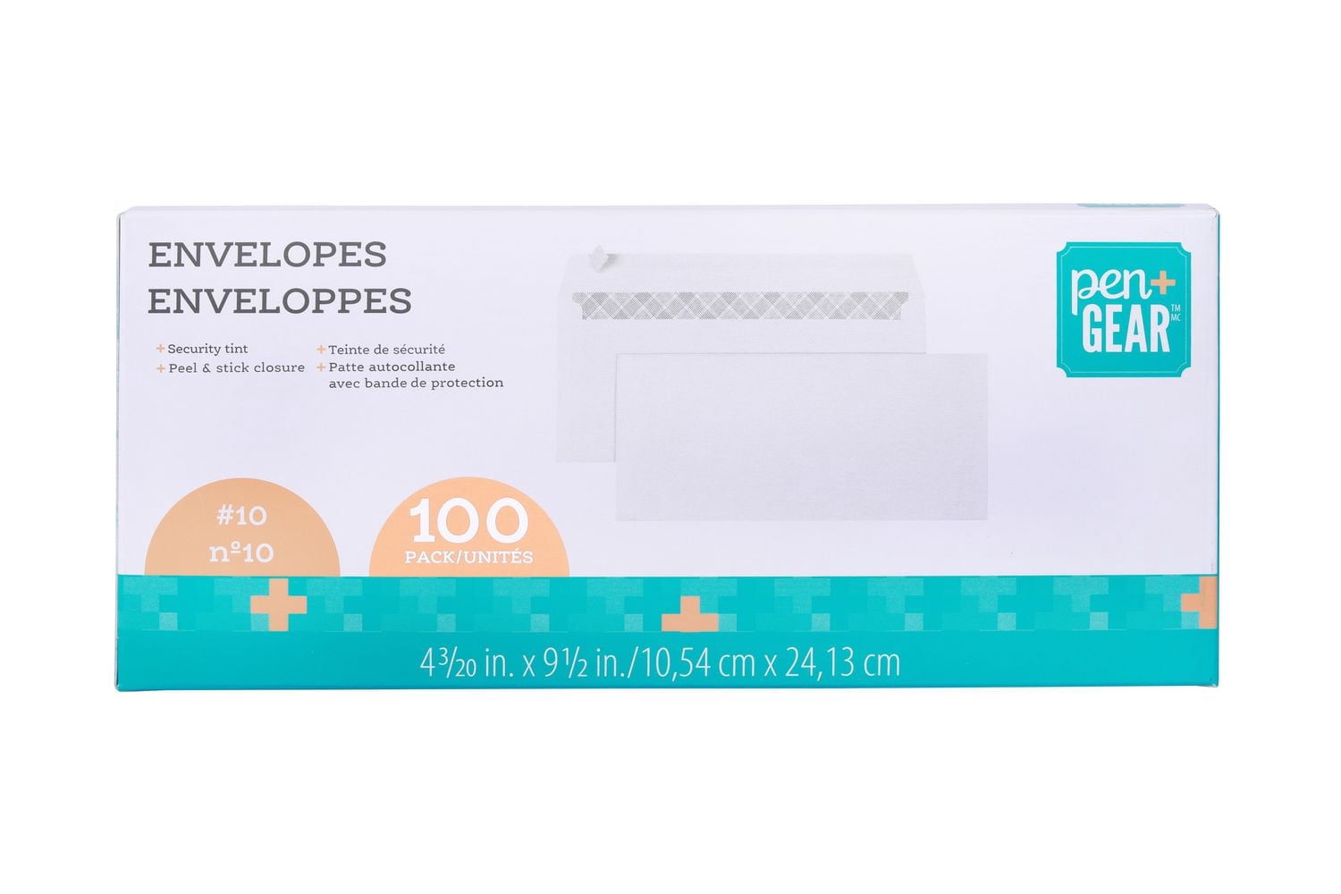 Pen + Gear No.10 Peel & Stick Envelope 100 Count, 4.15"x9.5"