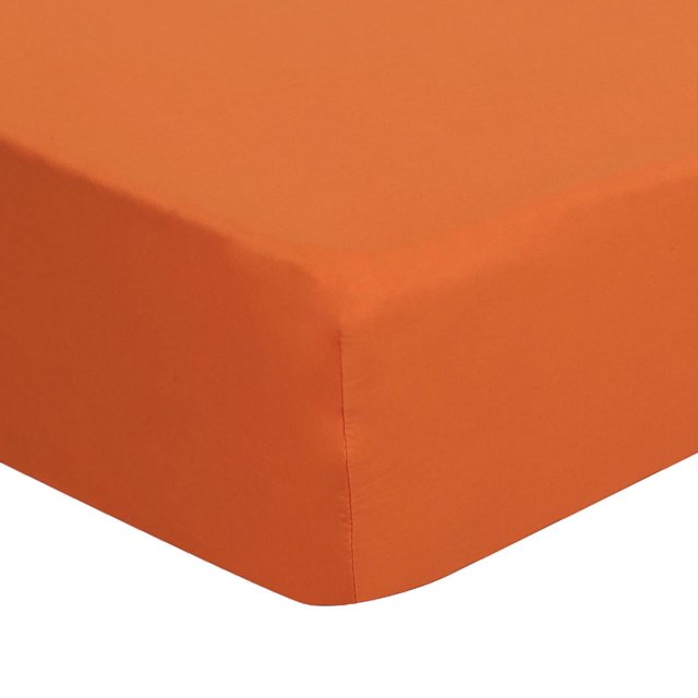 Unique Bargains 15' Deep Pocket Cotton Fitted Sheet Breathable Bottom Sheet Queen Orange