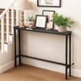 thumbnail image 1 of Ktaxon 39" Narrow Console Sofa Table with Power Outlets and USB Ports, Long Couch Table with Metal Frame and Charge Station with 4.9ft Extension Cord, Black, 1 of 9
