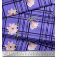 thumbnail image 3 of Soimoi Purple Poly Georgette Fabric Check & Magnolia Floral Fabric Prints By Yard 42 Inch Wide, 3 of 5