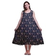 thumbnail image 1 of Bimba Bleu Marine Foncé Feuilles Florales et Fleurs Imprimées Chemises de Nuit en Coton pour Femmes Robe Sans Manches Tenue de Nuit Robe Maxi X-Small, 1 of 6