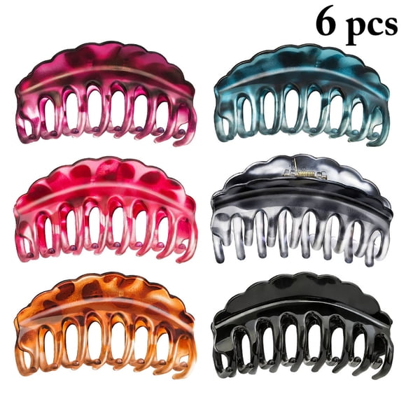 Coofit 6PCS Hair Claw Fashion Multi-purpose Non-slip Jaw Clip Hair Claw Clip for Women
