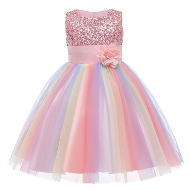 Robes de Fête pour Petite Fille, Colorées, Formelles, à Paillettes, Fleuries, en Tulle Tutu