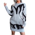 thumbnail image 1 of CEHVOM Women Casual Loose Geometric Patterns Sweater Knit Dress, 1 of 6