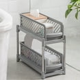 thumbnail image 1 of Under Sink Storage Organizer | 2-Layer Sliding Drawer Rack | Kitchen, Bathroom, Laundry Use | Durable Plastic with Steel Pipes | Easy Tool-Free Install | 14.76"x7.28"x14.56" | Black or White, 1 of 7