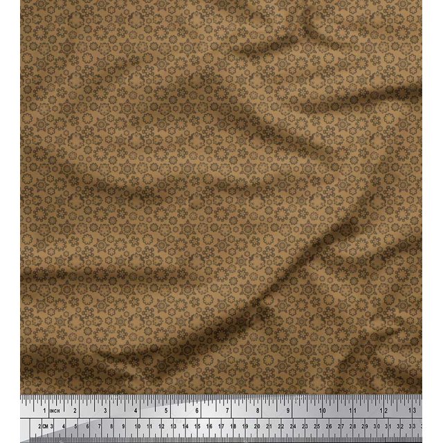 Soimoi Polyester Crepe Fabric Artistic Floral Shirting Decor Fabric Printed Yard 42 Inch Wide