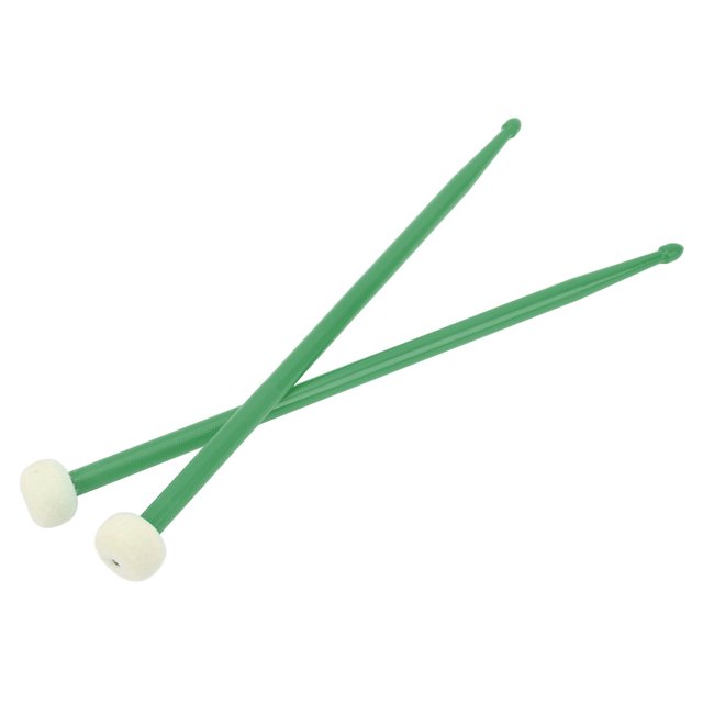 Drums Mallets Accessory, Double Headed Portable Nylon Handle Drum Mallet Set For Playing Green