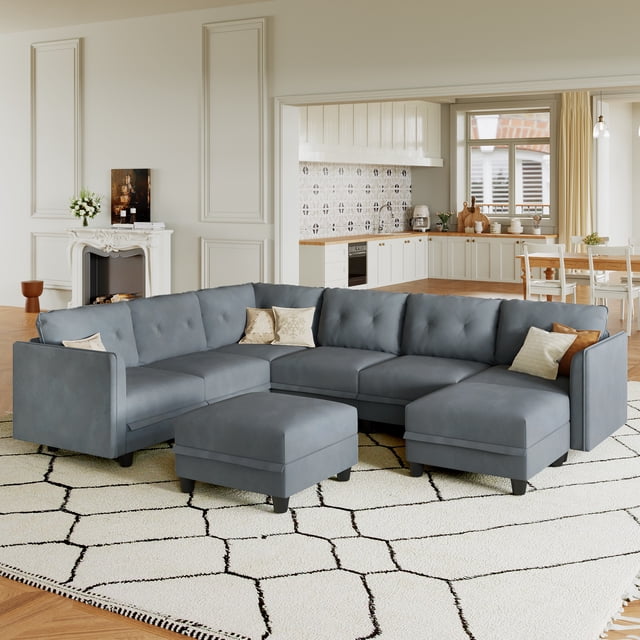 LLappuil Modular Sectional Sofa, 8 Seat Modular Sectional Sofa with Storage, Velvet Waterproof Anti-Scratch Sofa for Living Room