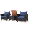 thumbnail image 1 of Gymax 3PCS Patio Rattan Conversation Set Outdoor Furniture Set w/ Navy Cushions, 1 of 7