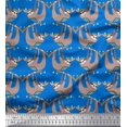 thumbnail image 1 of Soimoi Poly Georgette Fabric Feather,Branch & Sloth Cartoon Fabric Prints by Yard 52 Inch Wide, 1 of 3