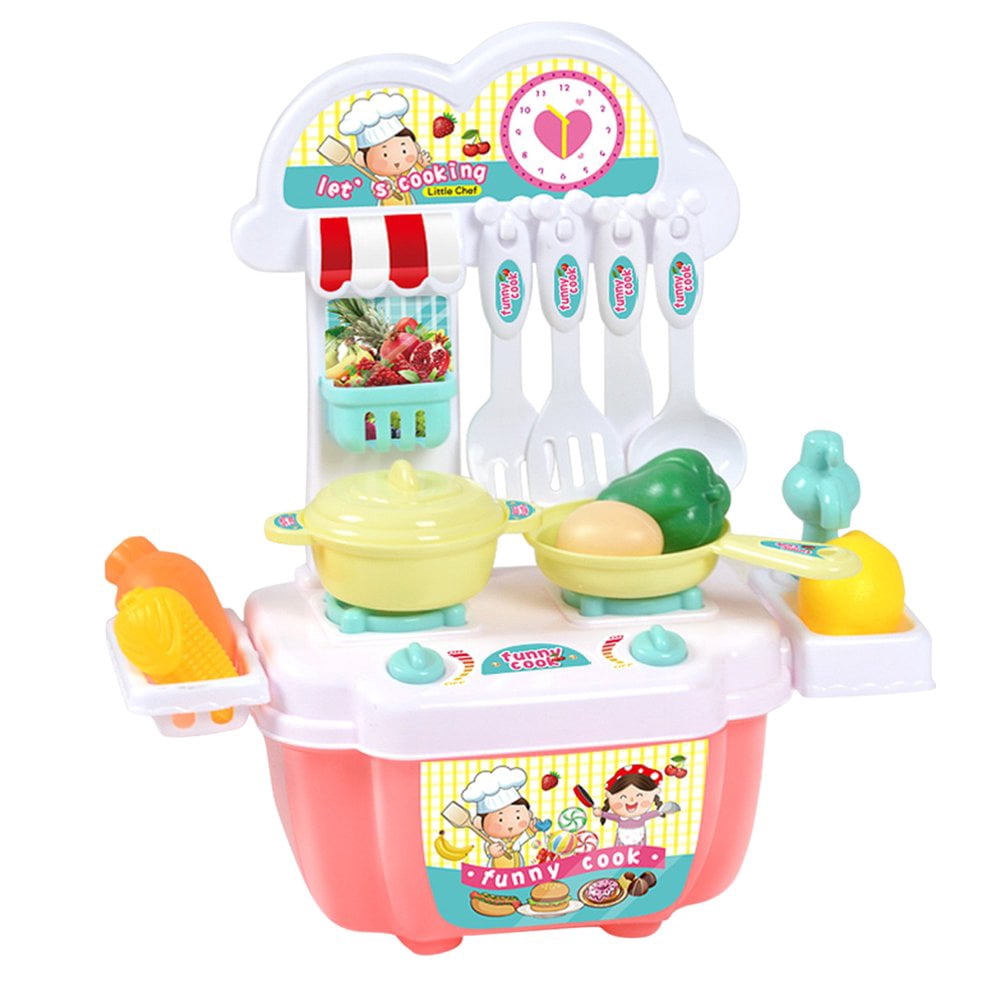 22PC Mini Simulation Kitchen Play House Toy Happy Small Kitchen Tableware