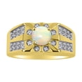 thumbnail image 1 of RYLOS Men's Rings 14K Yellow Gold Designer Starburst 7MM Round Gemstone & Diamond Ring Opal October Birthstone Rings Size 8, 1 of 7