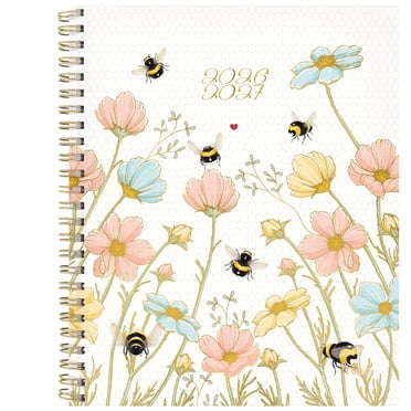 Agenda scolaire hebdomadaire et mensuel format grand Mead® Abeille blanche (Honey Bee White) 2026‑2027