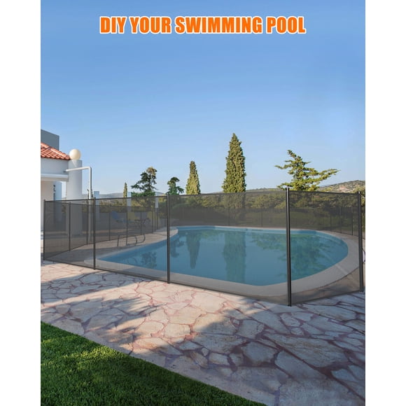 Kojooin Pool Safety Fence, 4 x 48 ft Inground Pool Fence with PVC Mesh and Stainless Steel Legs for DIY Installation