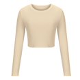 thumbnail image 5 of Timegard Womens Tops Ribbed Crewneck Long Sleeve Slim Comfy Tee Casual Crop Tops Bottom Blouse Fall, 5 of 5