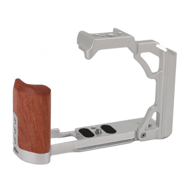 Camera Cage, Aluminum Alloy Video Camera Cage Rig With Wood Handle, Vlogging Video Shooting Filmmaking Rig Stabilizer For ZFC Camera, Anodized, Easy To Install
