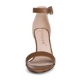 thumbnail image 2 of BLISSFUL STEP Women's Shoes Solid Color Open Toe Block High Heels Summer Sandals Brown 8, 2 of 8