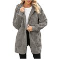thumbnail image 2 of Yuyuzo Cardigans for Women Sherpa Fuzzy Open Front Fleece Hooded Jackets Winter Warm Outwear Soft Coats, 2 of 6