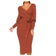 thumbnail image 2 of QIPOPIQ Robes pour Femmes pour Invitée de Mariage Fête Manches Courtes Nouvelle Robe d'Automne et d'Hiver d'Été Aguichant à Col en V à Nouer Robes à Manches Longues Offres 2023, 2 of 7