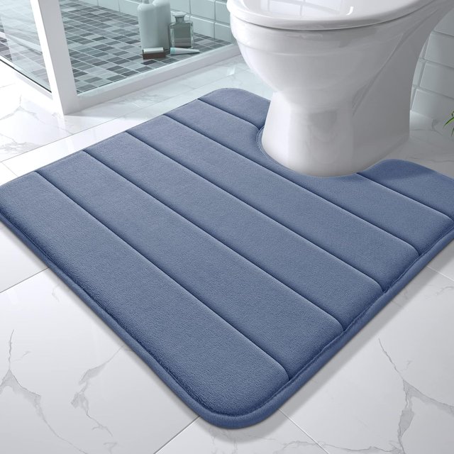 ORUYROP Memory Foam Toilet Bath Mat U-Shaped, Soft and Comfortable, Super Water Absorption, Non-Slip, Thick, Machine Wash and Easier to Dry for Bathroom Commode Contour Rug, 24 X 24 Inches, De