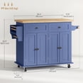 thumbnail image 3 of HOMCOM Modern Rolling Kitchen Island Cart with Drawers, Navy Blue, 3 of 10