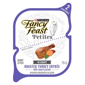Fancy Feast Petites Roasted Turquie Entrée à la patate douce dans le gravy, aliments pour chats humides 79.4g