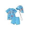 thumbnail image 1 of SUNSIOM Baby Boys Rash Guard Set Short Sleeve Shark Tree Print Top with Shorts Hat Swimsuit Summer Swimwear, 1 of 7