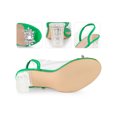 thumbnail image 2 of BLISSFUL STEP Women's Clear Slingback Rhinestone Peep Toe Block Heels Sandals Green (Size 9), 2 of 4