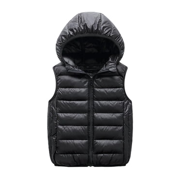 vdgthytj Doudoune Sans Manches à Capuche pour Enfants Garçons Filles Légère avec Fermeture Éclair Gilet pour l'Automne et l'Hiver